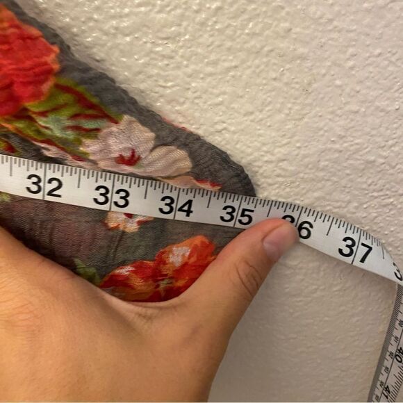 Gray red Hibiscus Tropical floral oversized scarf swimsuit cover-up scarf 35x66 - Picture 6 of 6